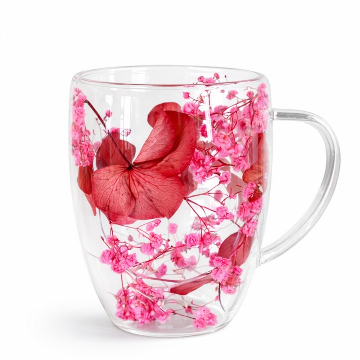 Szklanka termiczna z kwiatami w środku, gipsówka róż 300 ml 1szt SZK204