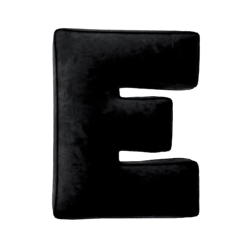 Poduszka literka E, głęboka czerń, 30x40cm, Posh Velvet