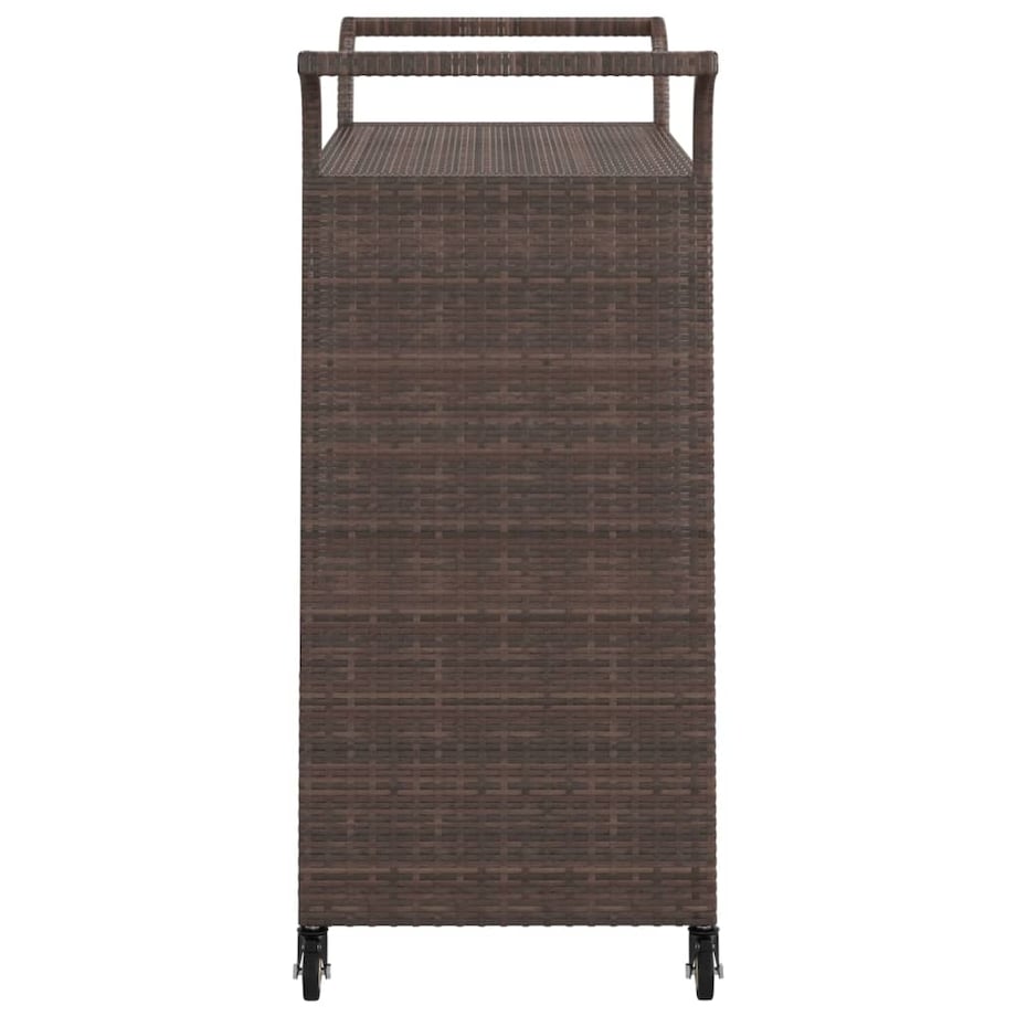 vidaXL Wózek barowy z szufladą, brązowy, 100x45x97 cm, polirattan