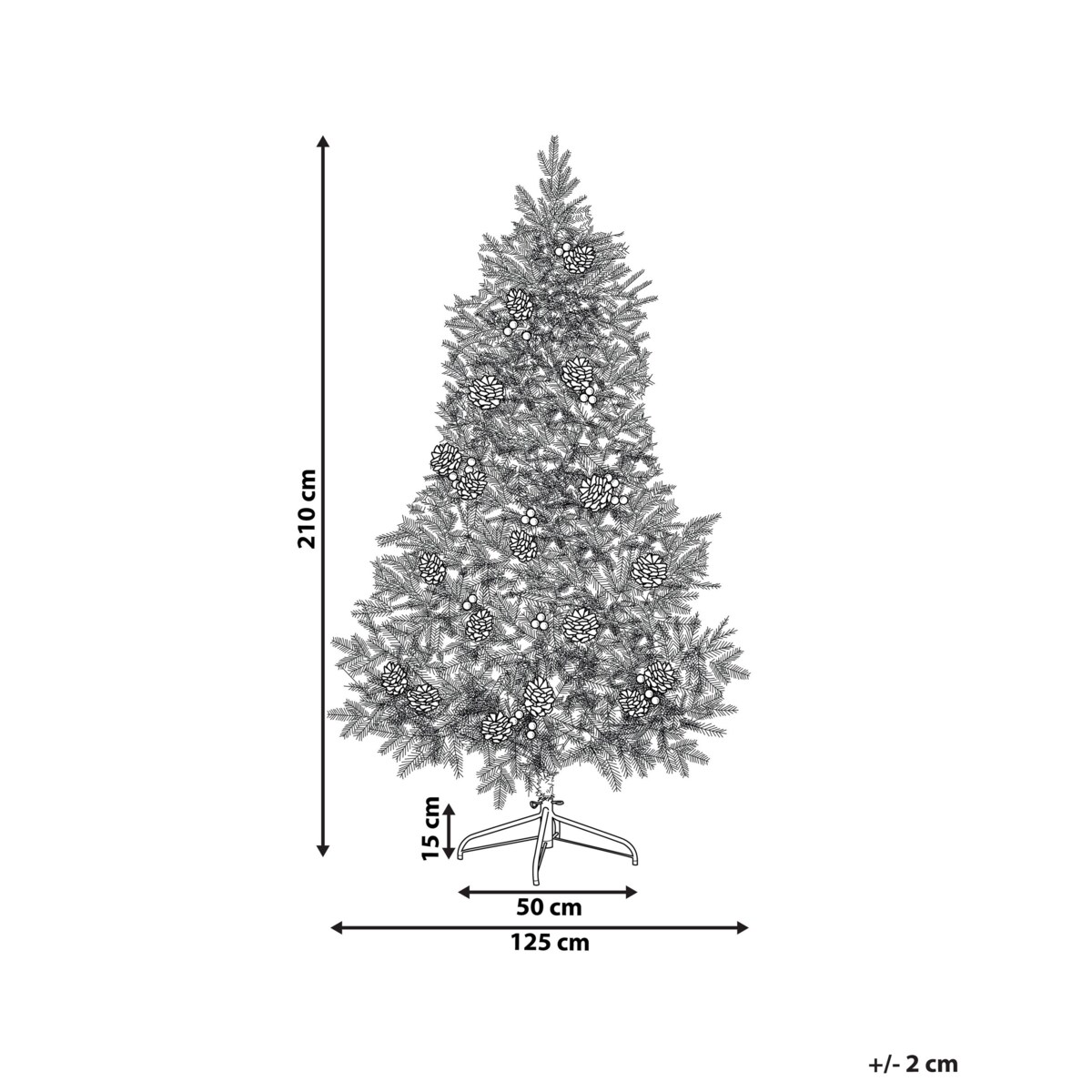 Ośnieżona sztuczna choinka ze światełkami 210 cm zielona PALOMAR