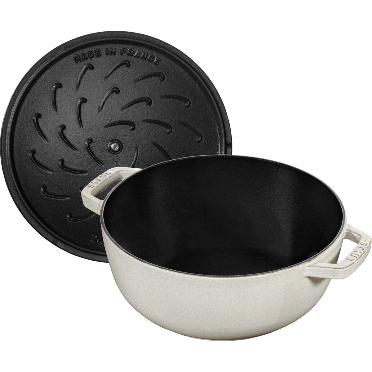 Garnek żeliwny okrągły snowflake Staub - Biały, 3.6 ltr