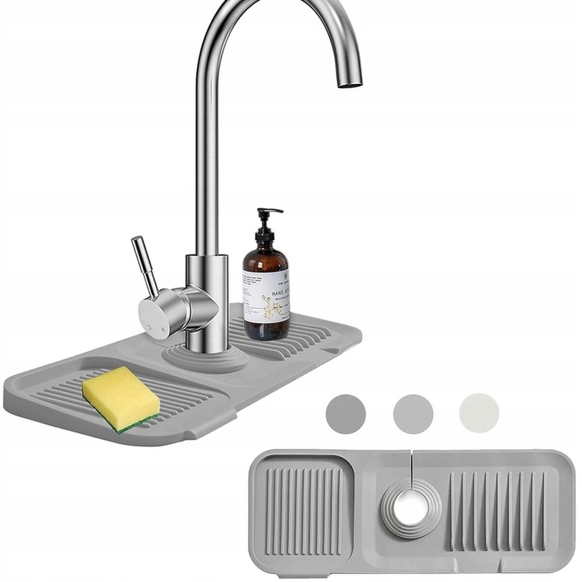 Uniwersalna mata ociekowa silikonowa do zlewu zlewozmywaka 45 x 14 cm BRUNBESTE BB-3329 szara