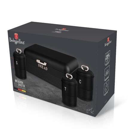 Chlebak stalowy z 3 pojemnikami pojemnik na chleb BERLINGER HAUS Black Silver