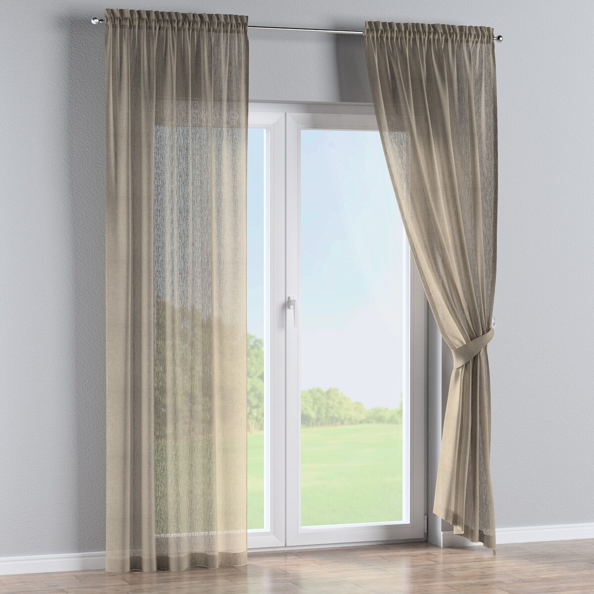 Zasłona na kanale z grzywką 1 szt. 130x260 beżowy