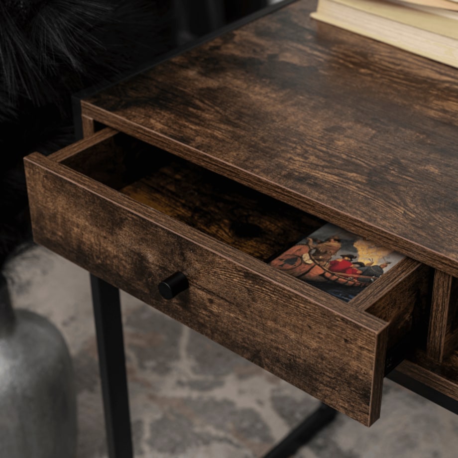 Biurko Loft z Szufladami Industrialne Drewniane STEP Dąb Rustykalny Vintage