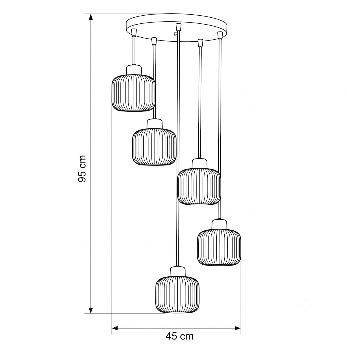 lampa wisząca kaskadowa 5 punktowa edylit do salonu