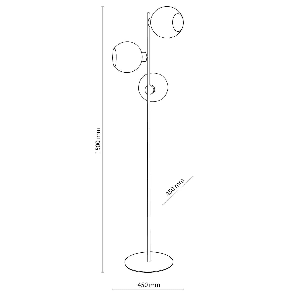 Potrójna lampa podłogowa kule Cubus 5239 TK Lighting szklana przydymiona