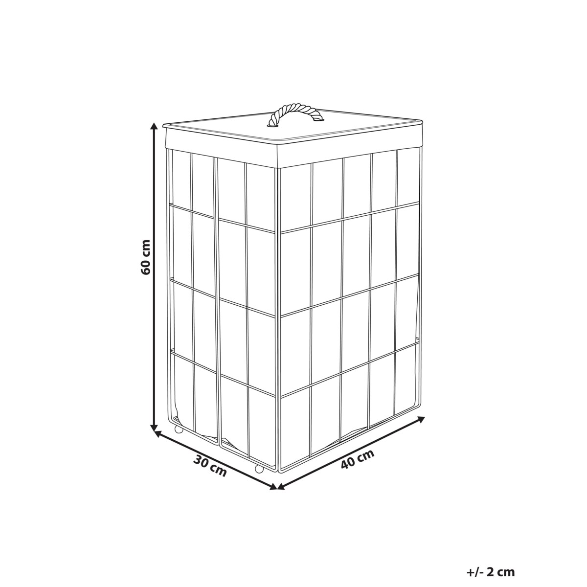 Kosz metalowy z bambusową pokrywą czarny MIRISSA