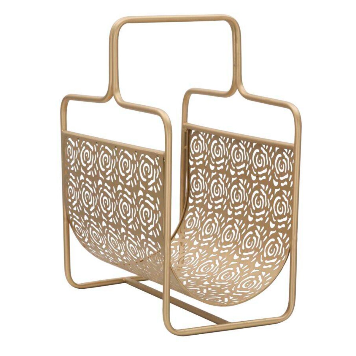 Stojak na gazety, ażurowy kosz, złoty