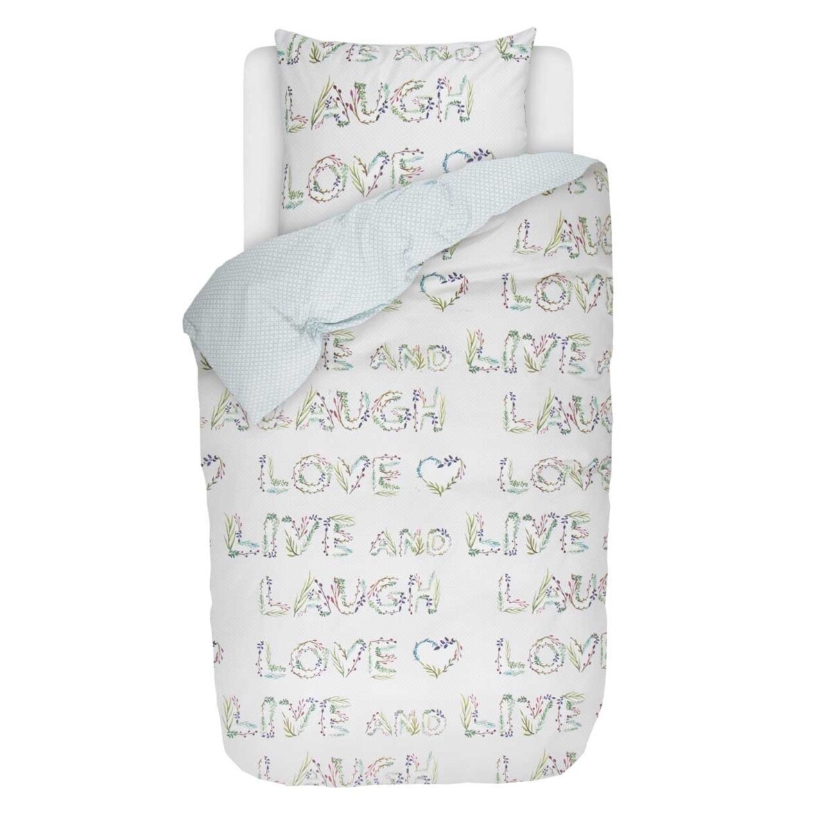 Kolorowy komplet pościeli z bawełny perkalowej z napisami, Esprit, 140 x 220 cm
