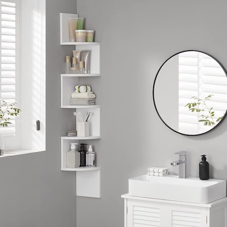 Regał Narożny Półka 20X20X127,5 Cm Biały