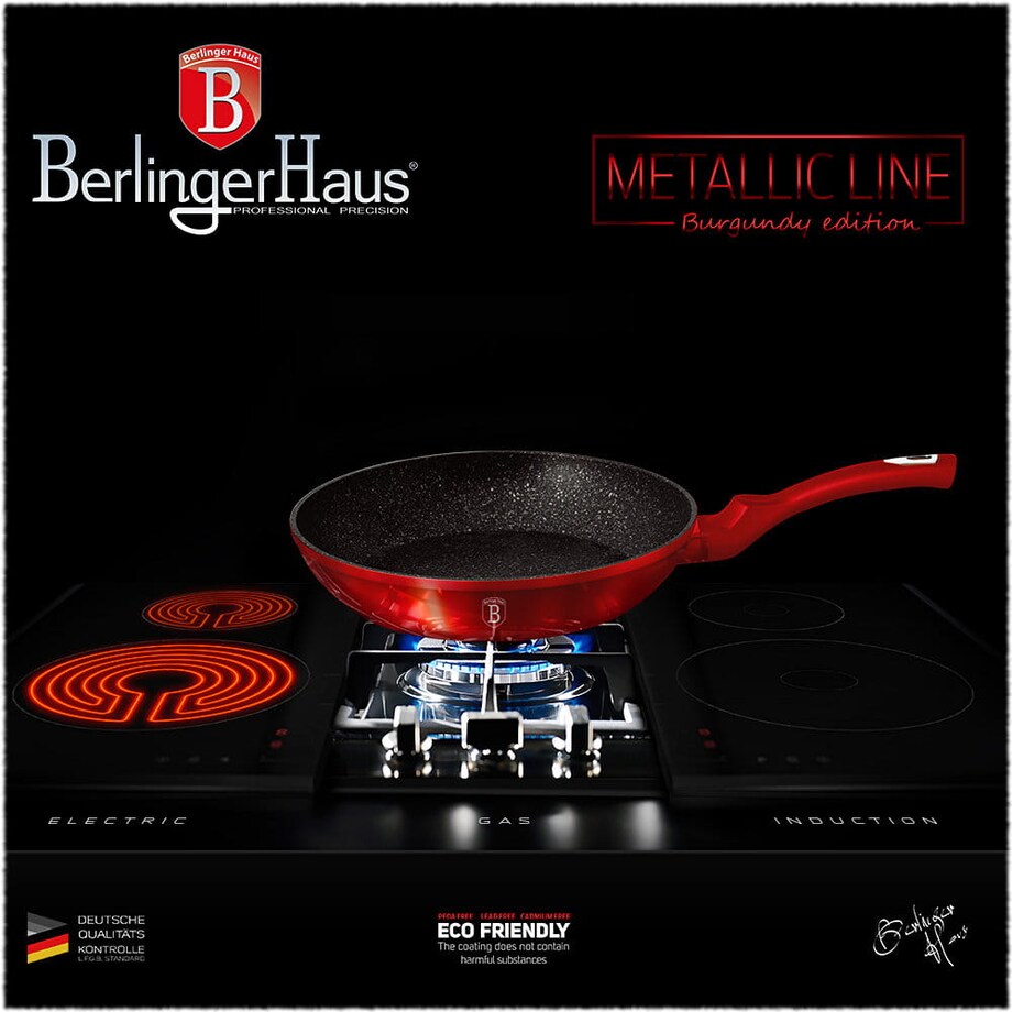 Patelnia marmurowa 28 cm czerwona Berlinger Haus BH-1253