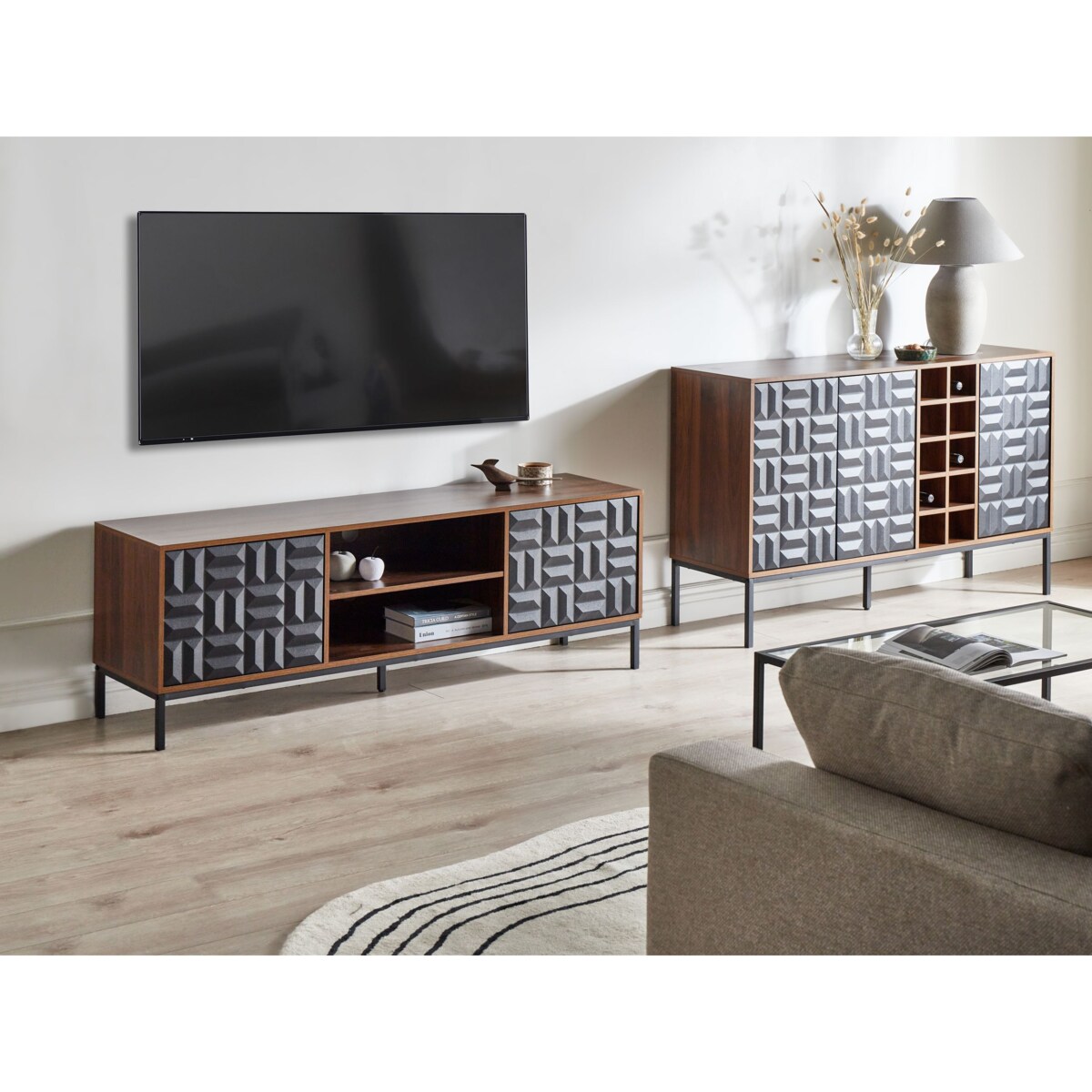 Szafka z półką na wino CARAQUET Ciemnobrązowy