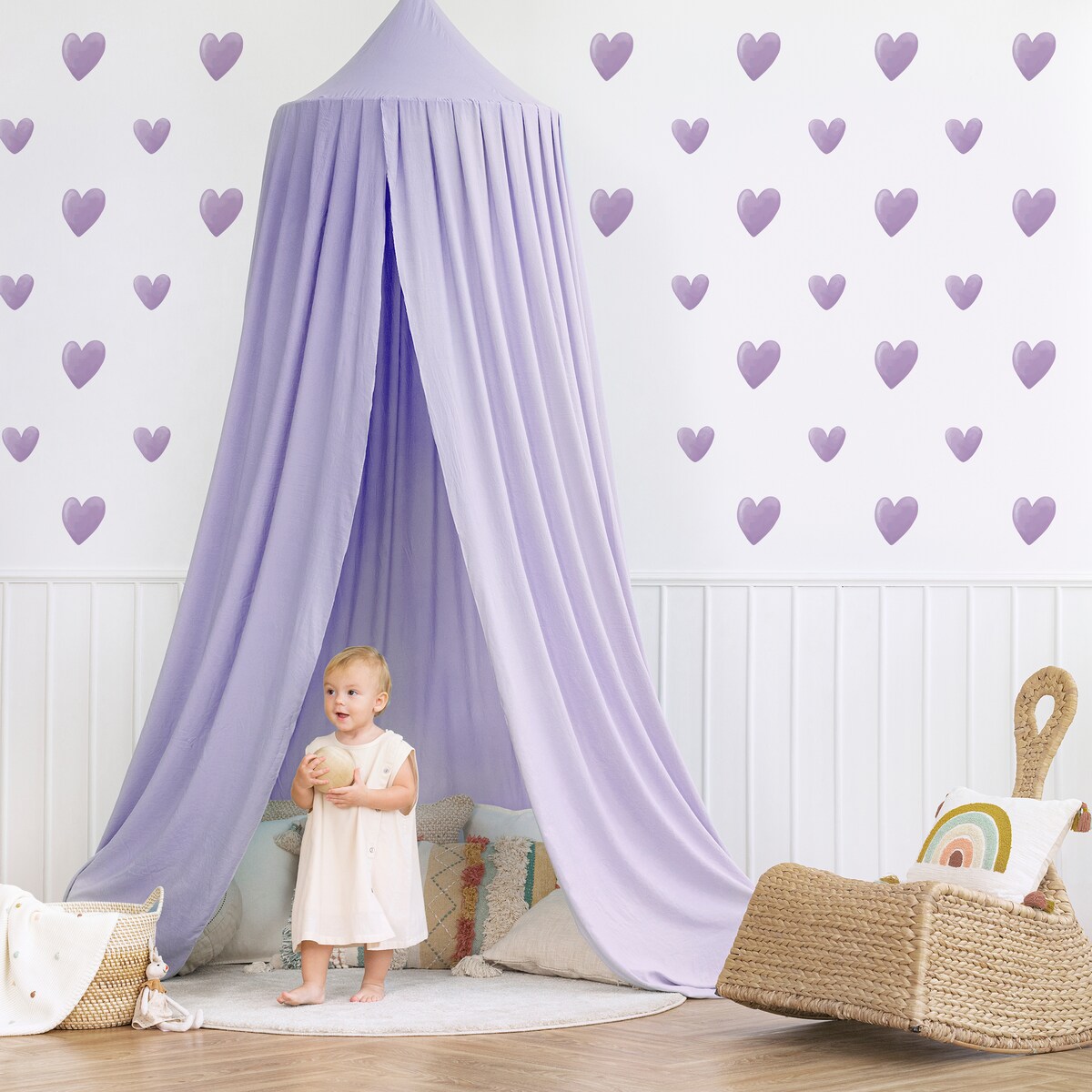 Naklejki Na Ścianę Dla Dzieci Fioletowe Serca SERDUSZKA ZESTAW