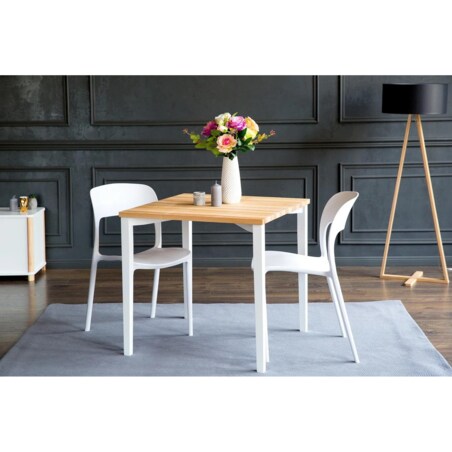 Stół drewniany TRIVENTI 80x80 jesion/biały