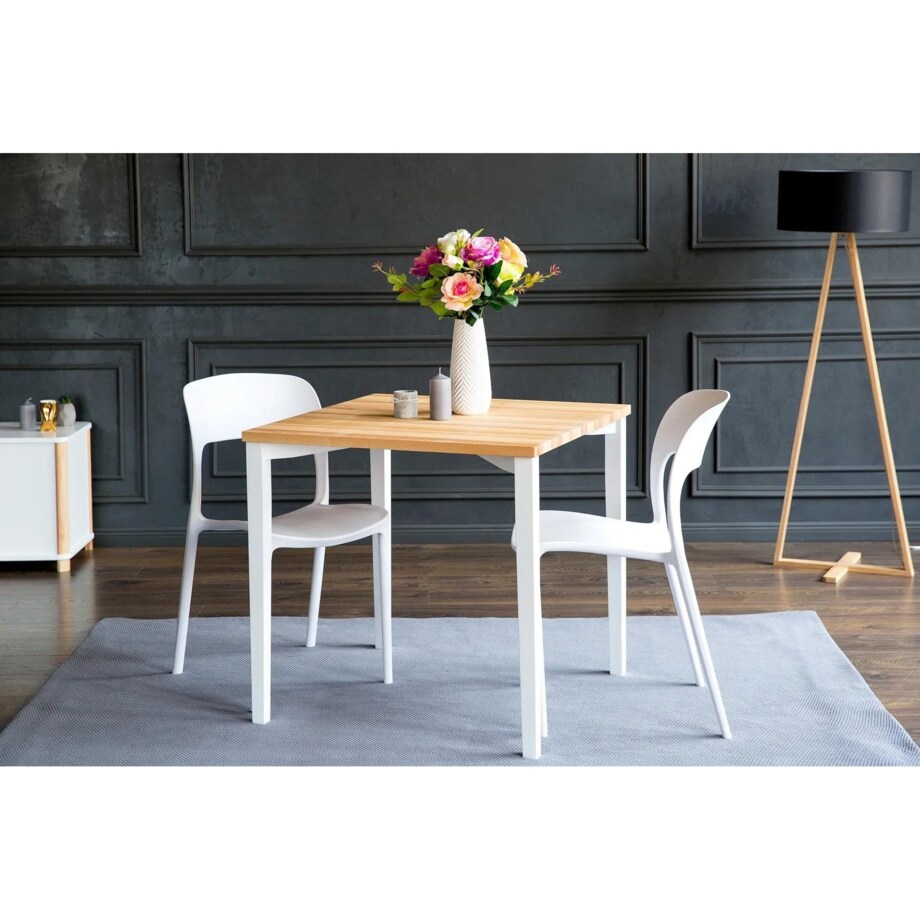 Stół drewniany TRIVENTI 80x80 jesion/biały