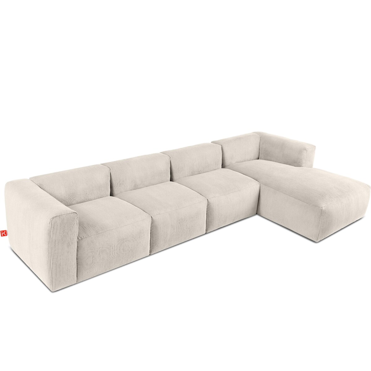 KONSIMO BUFFO Sofa narożna prawa 6-osobowa z wyjątkowo miękkim siedziskiem, kolor kremowy