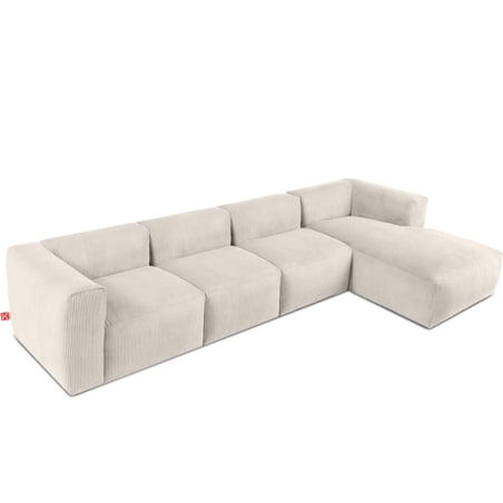 KONSIMO BUFFO Sofa narożna prawa 6-osobowa z wyjątkowo miękkim siedziskiem, kolor kremowy