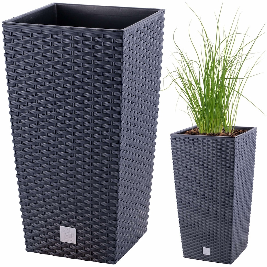 Doniczka Donica Ogrodowa Rattan Wysoka Wkład 42Cm
