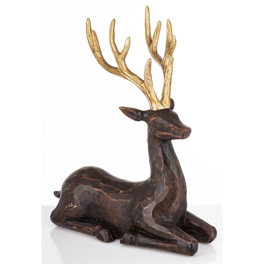Figurka - leżący jeleń ciemnobrązowy 26x21x11 cm BALLERA