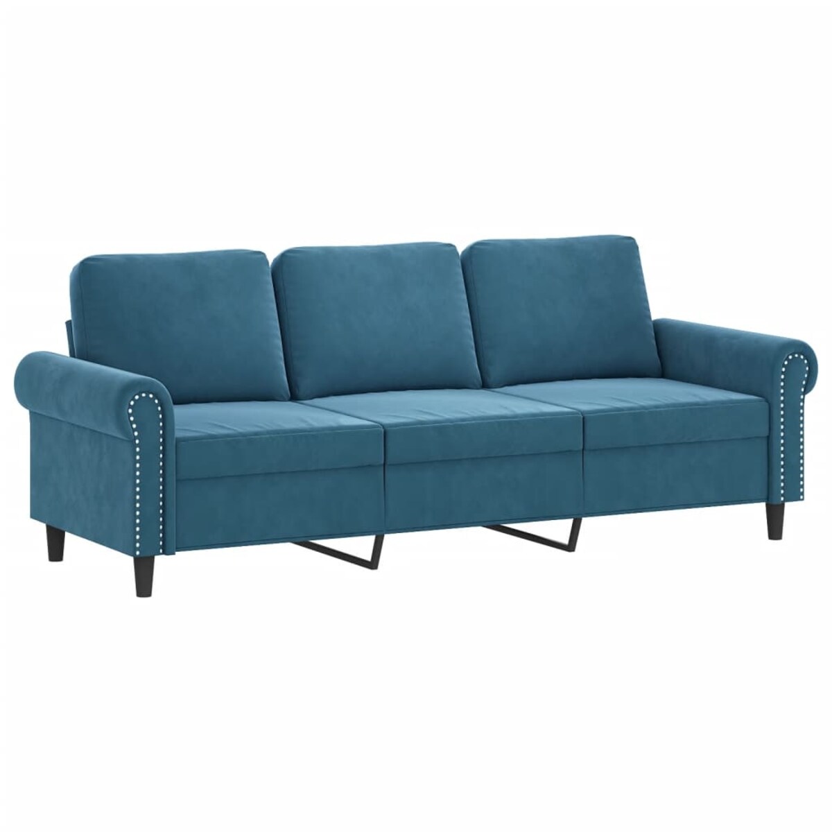 vidaXL 3-osobowa sofa z poduszkami, niebieska, 180 cm, aksamit