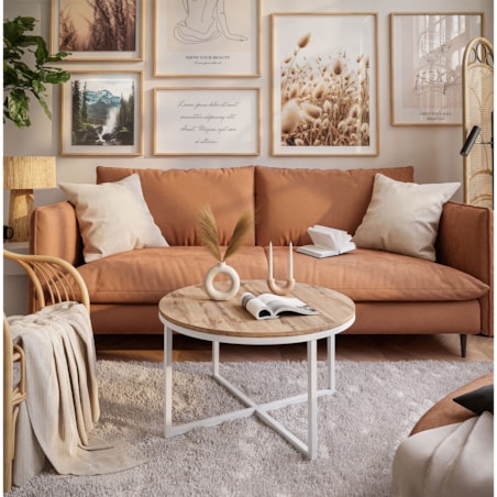 Okrągły stolik kawowy CIRI-X biały dąb wotan