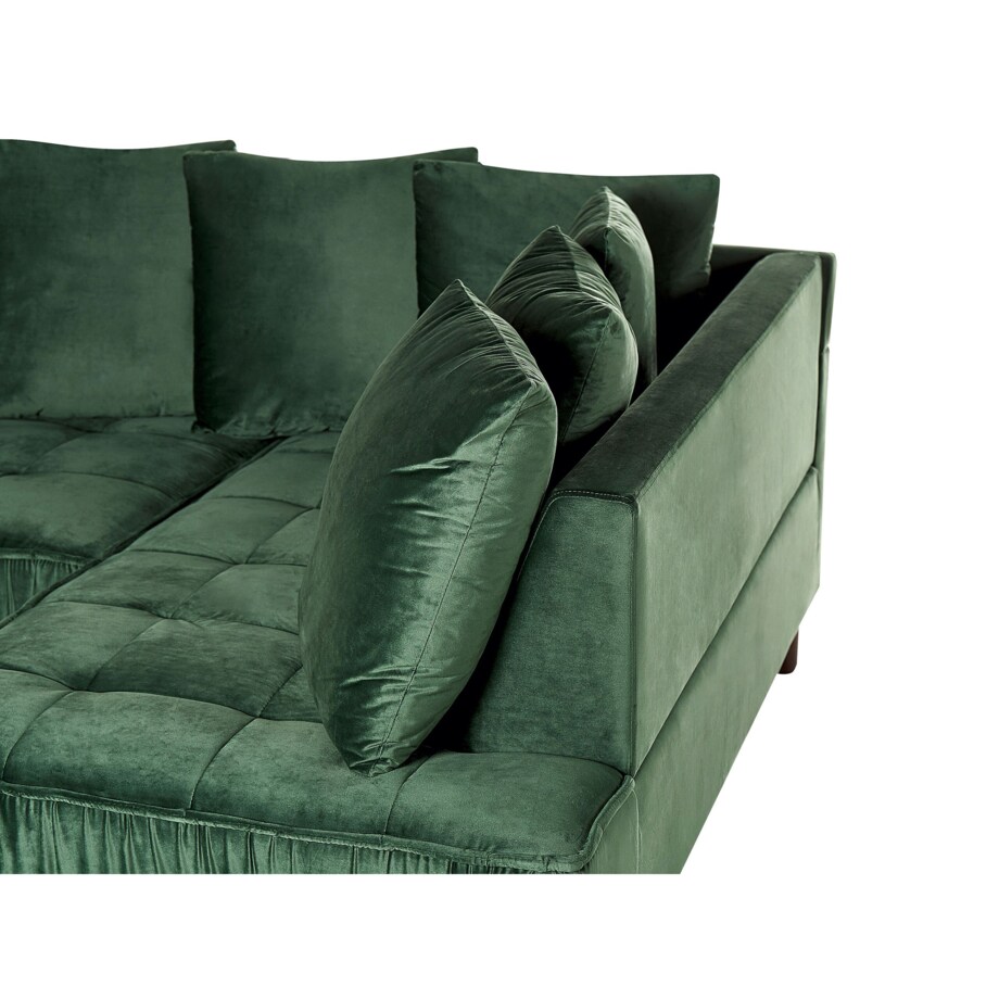 Narożnik welurowy lewostronny zielony GRENA