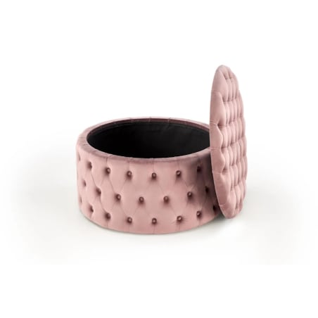 Pufa NUNEZ VELVET różowa ze schowkiem