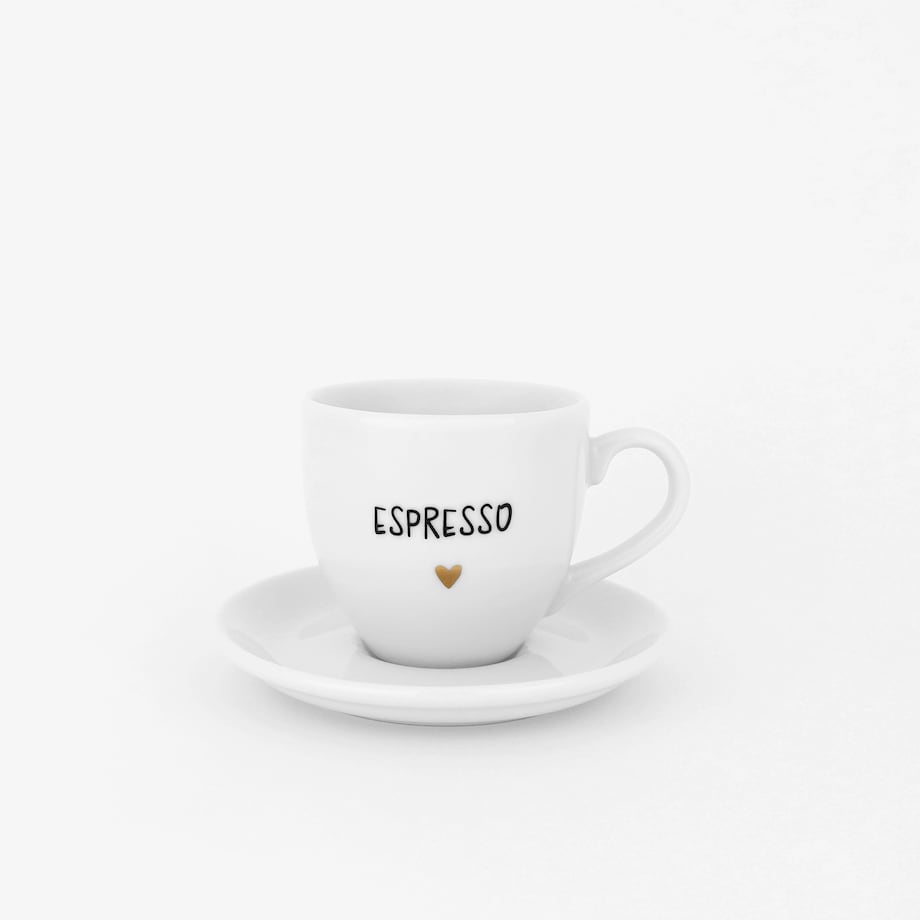 Filiżanka 100 ml espresso ze spodkiem - Espresso ZŁOTE SERCE
