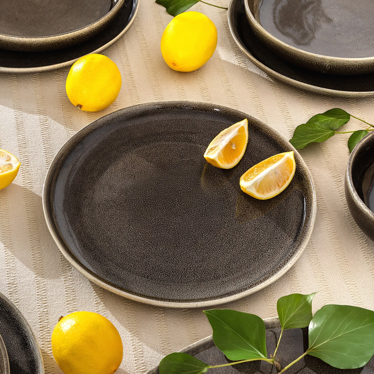 EDA Zestaw obiadowy 6 os. (24 el.), brązowy/szary/beżowy