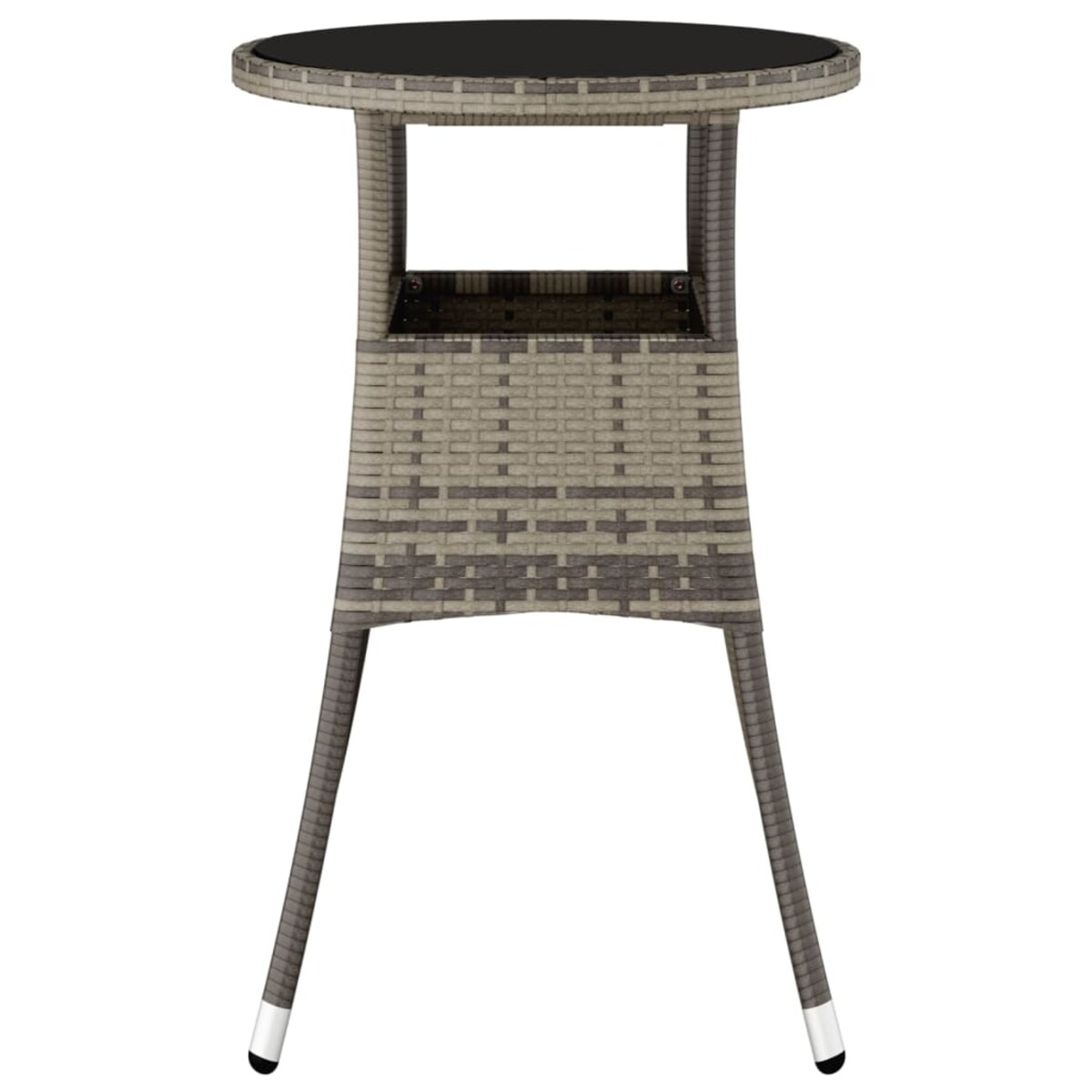 vidaXL Stolik ogrodowy, Ø60x75 cm, szkło hartowane i rattan PE, szary