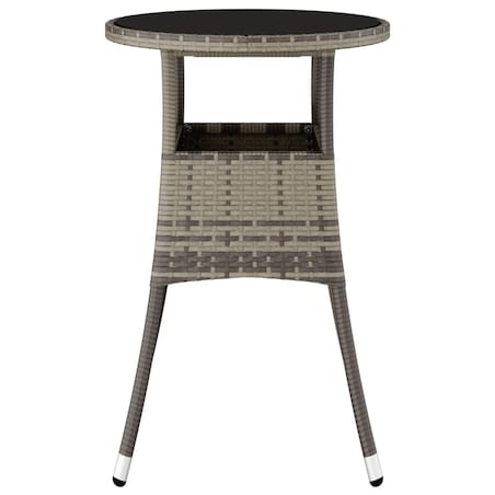 vidaXL Stolik ogrodowy, Ø60x75 cm, szkło hartowane i rattan PE, szary