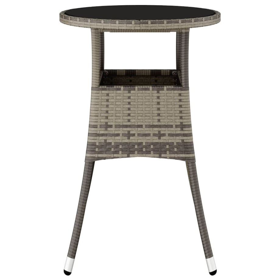 vidaXL Stolik ogrodowy, Ø60x75 cm, szkło hartowane i rattan PE, szary