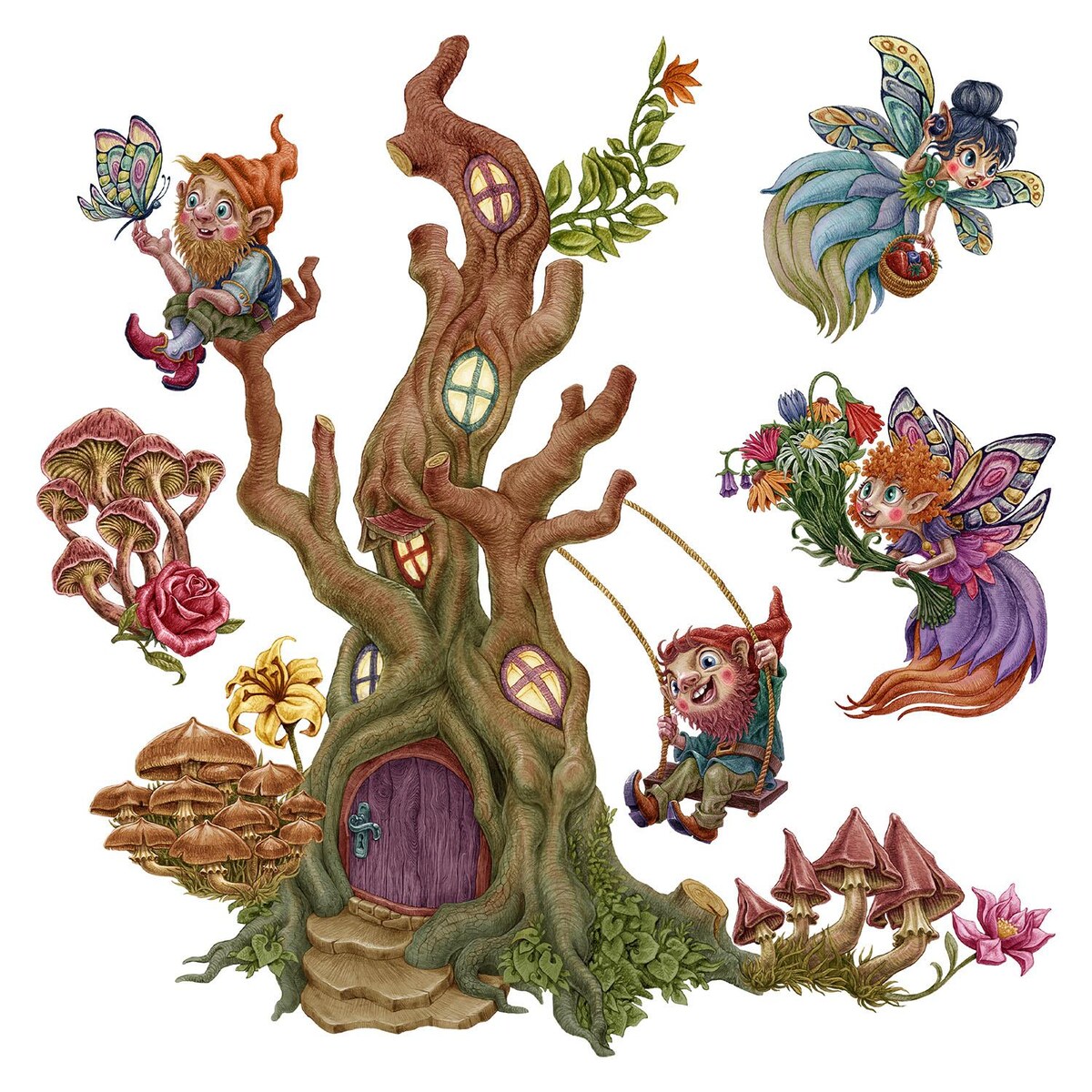 Zestaw naklejek na ścianę, Wróżkowy las, 130cm