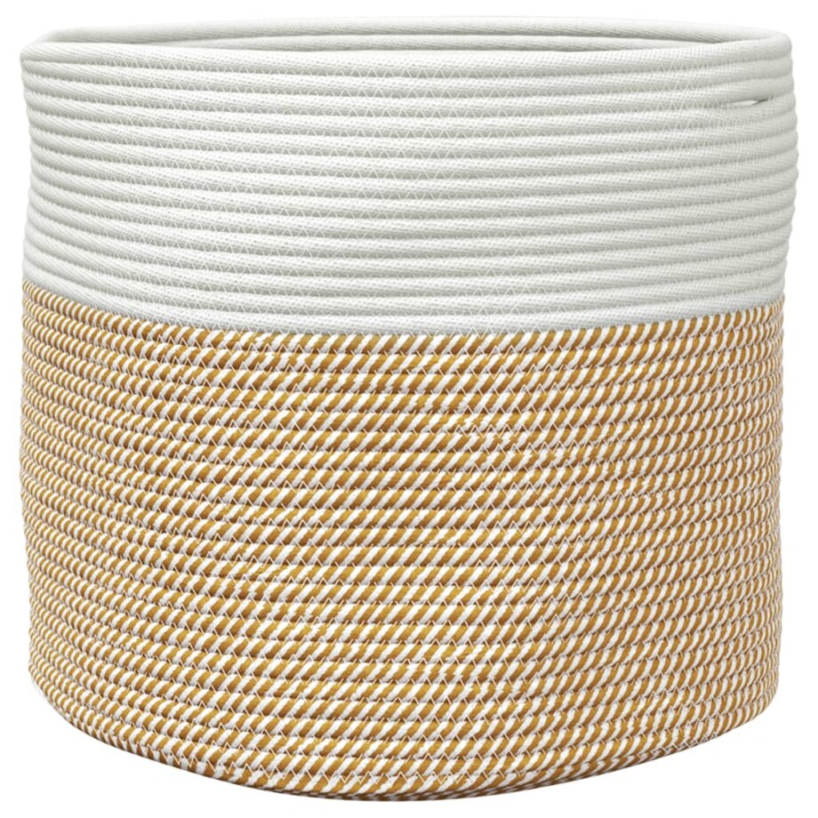 vidaXL Kosz do przechowywania, brązowo-biały, Ø40x35 cm, bawełna