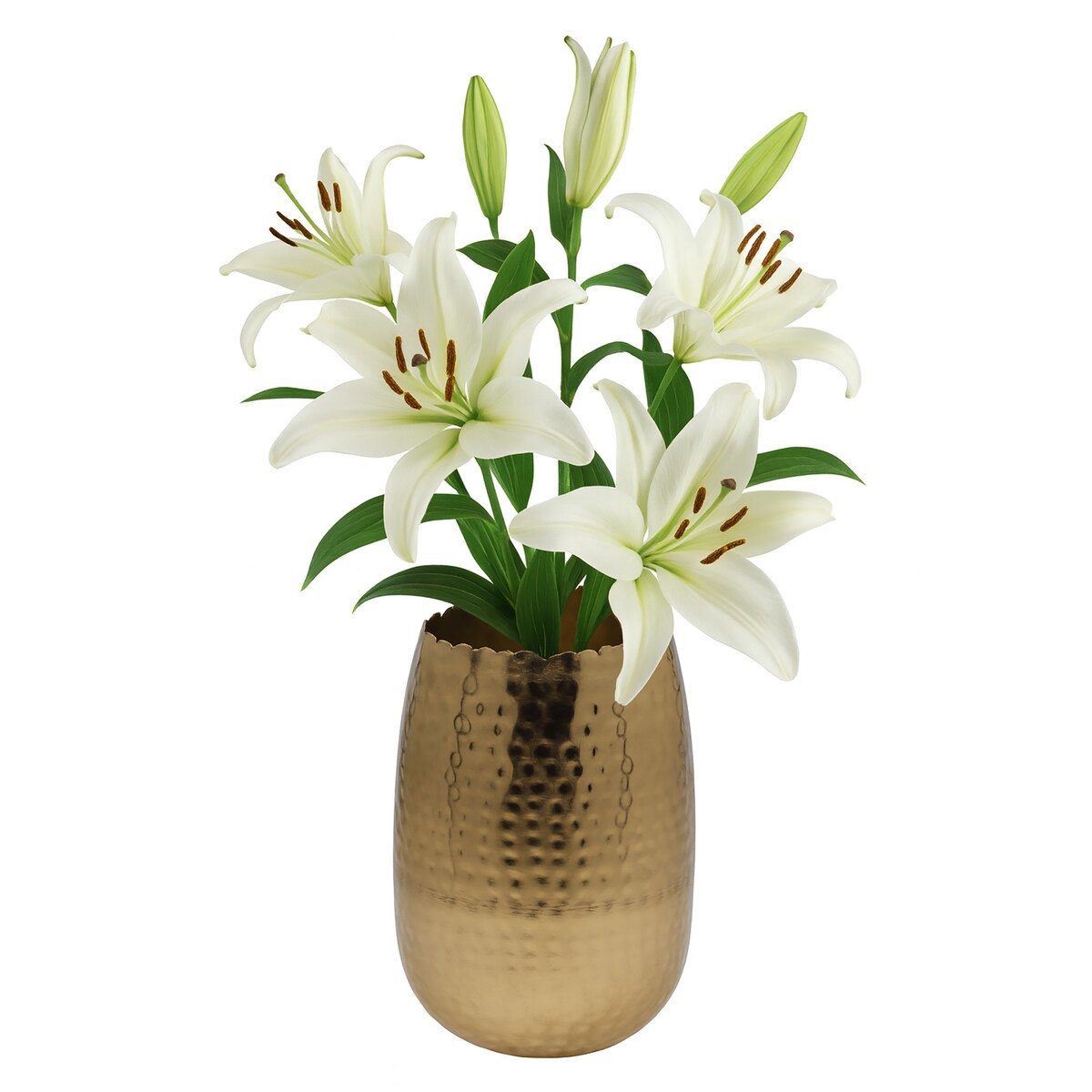 Wazon Metalowy Zdobiony Dekoracyjny 18X29 Cm Waza Ozdobna Na Kwiaty Złoty