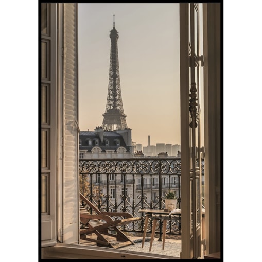 plakat widok z okna na wieżę eiffla paryż francja 30x40 cm