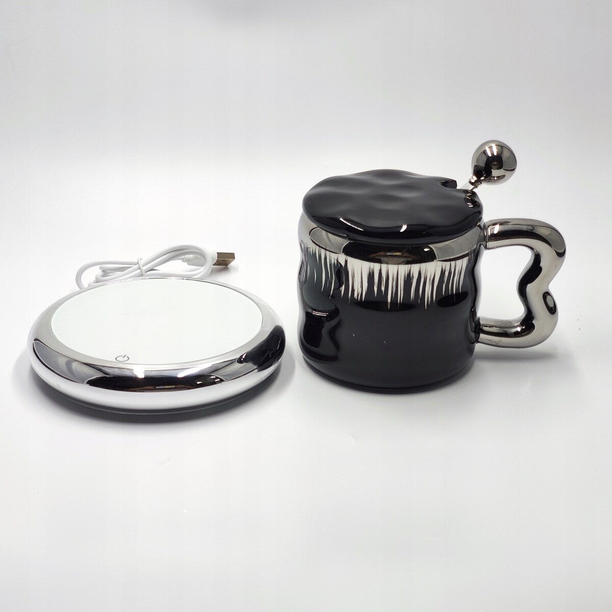 ELEGANCKI Kubek z podgrzewaczem + Łyżka + KABEL USB Kubek świąteczny GIFT