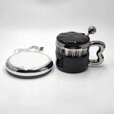 ELEGANCKI Kubek z podgrzewaczem + Łyżka + KABEL USB Kubek świąteczny GIFT