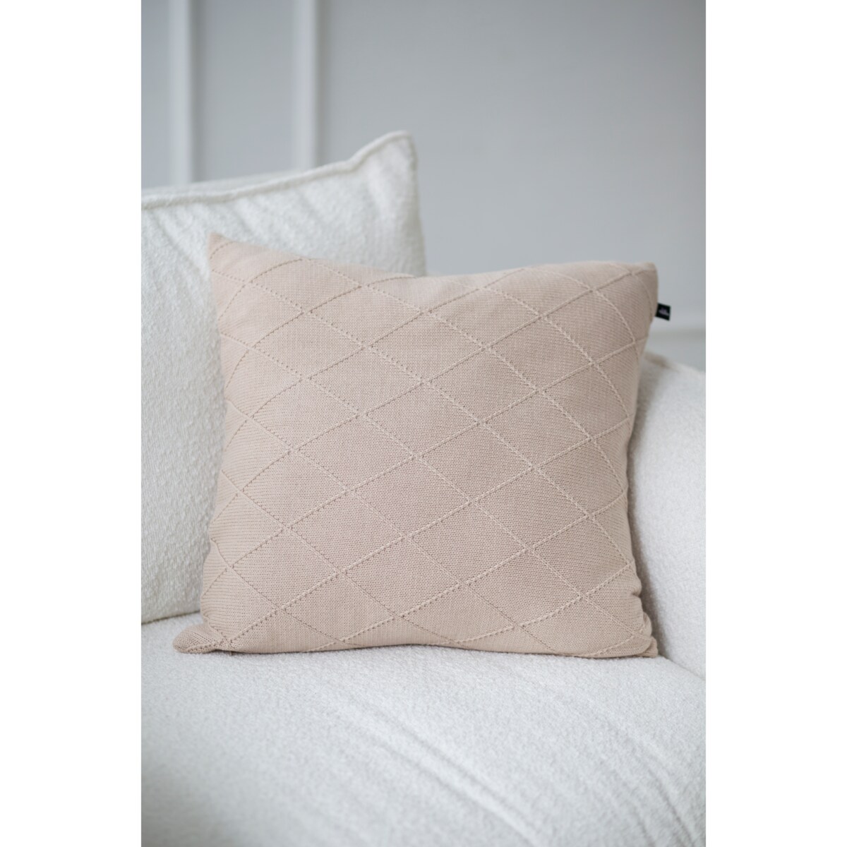 Poszewka romby kwadratowa beżowa, 50 x 50 cm, La Manta