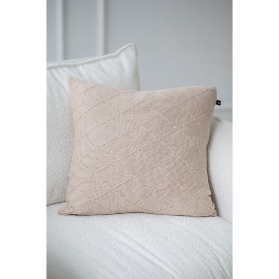 Poszewka romby kwadratowa beżowa, 50 x 50 cm, La Manta