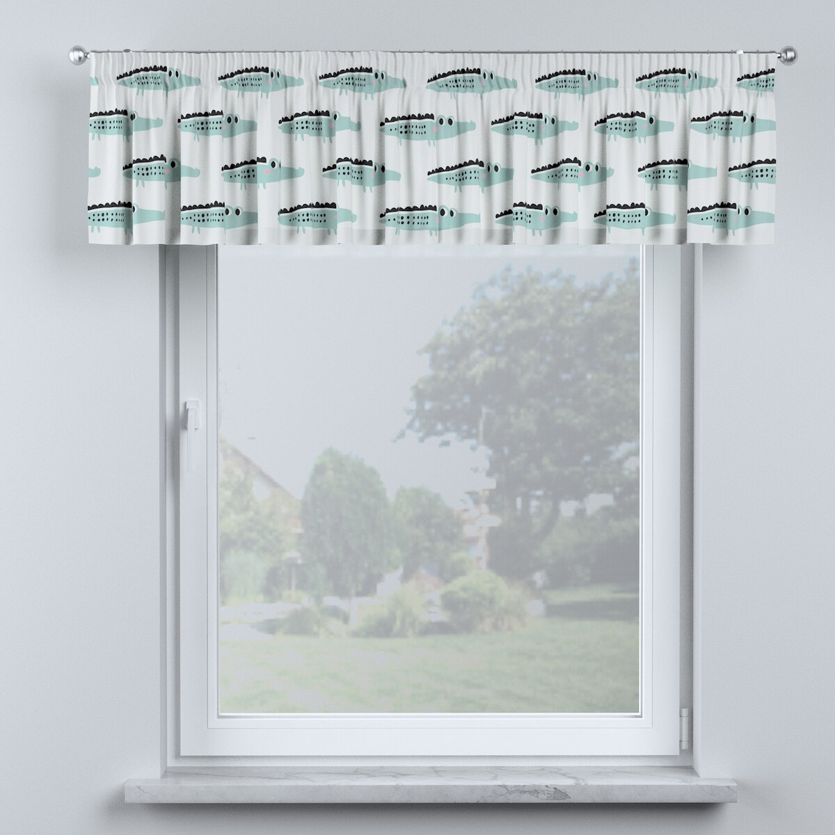 Lambrekin na taśmie marszczącej 130x40 ecru-zielony