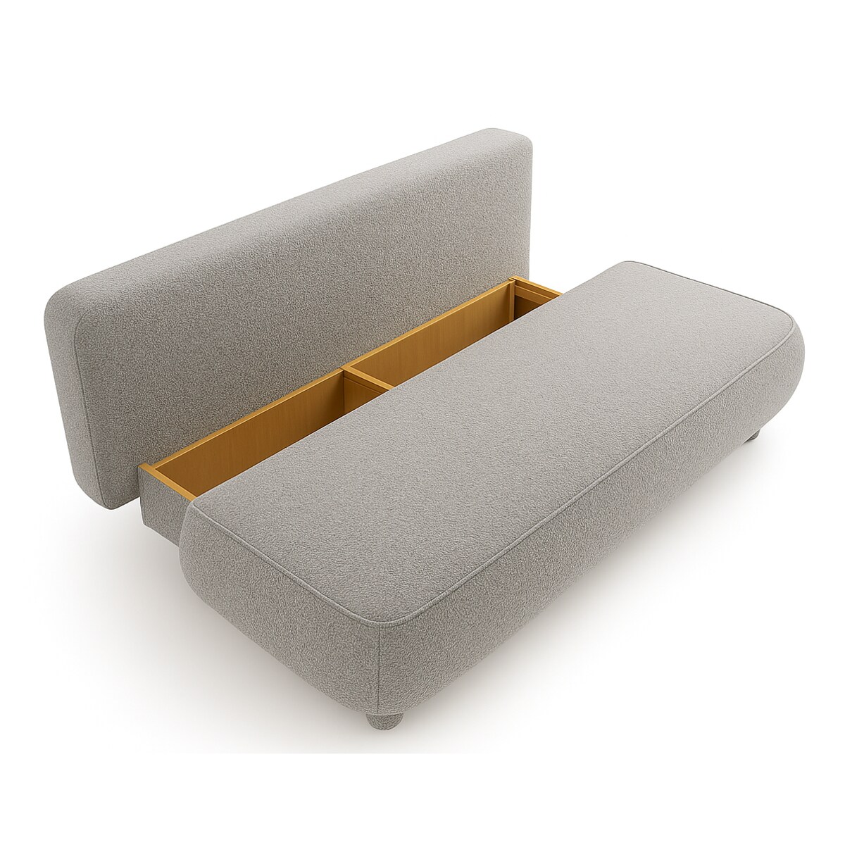 Kanapa Nowoczesna MAJA z funkcją spania w tkaninie boucle - jasny szary