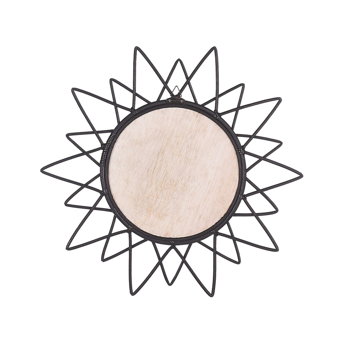 Rattanowe okrągłe lustro ścienne słońce ⌀ 61 cm czarne AROEK