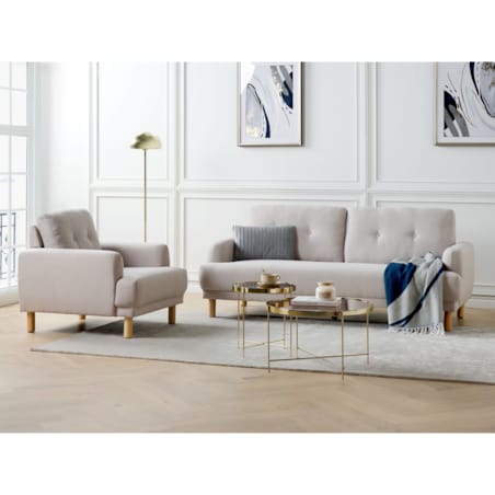 Zestaw wypoczynkowy tapicerowany beżowoszary TUVE