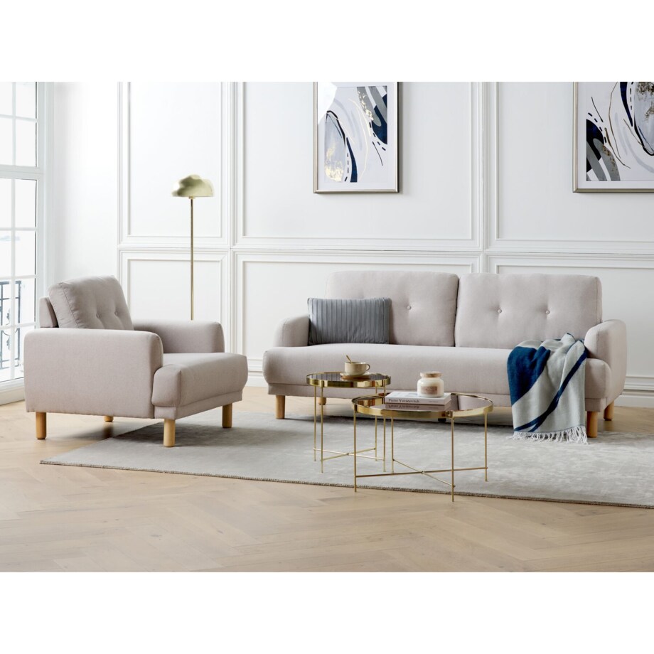 Zestaw wypoczynkowy tapicerowany beżowoszary TUVE