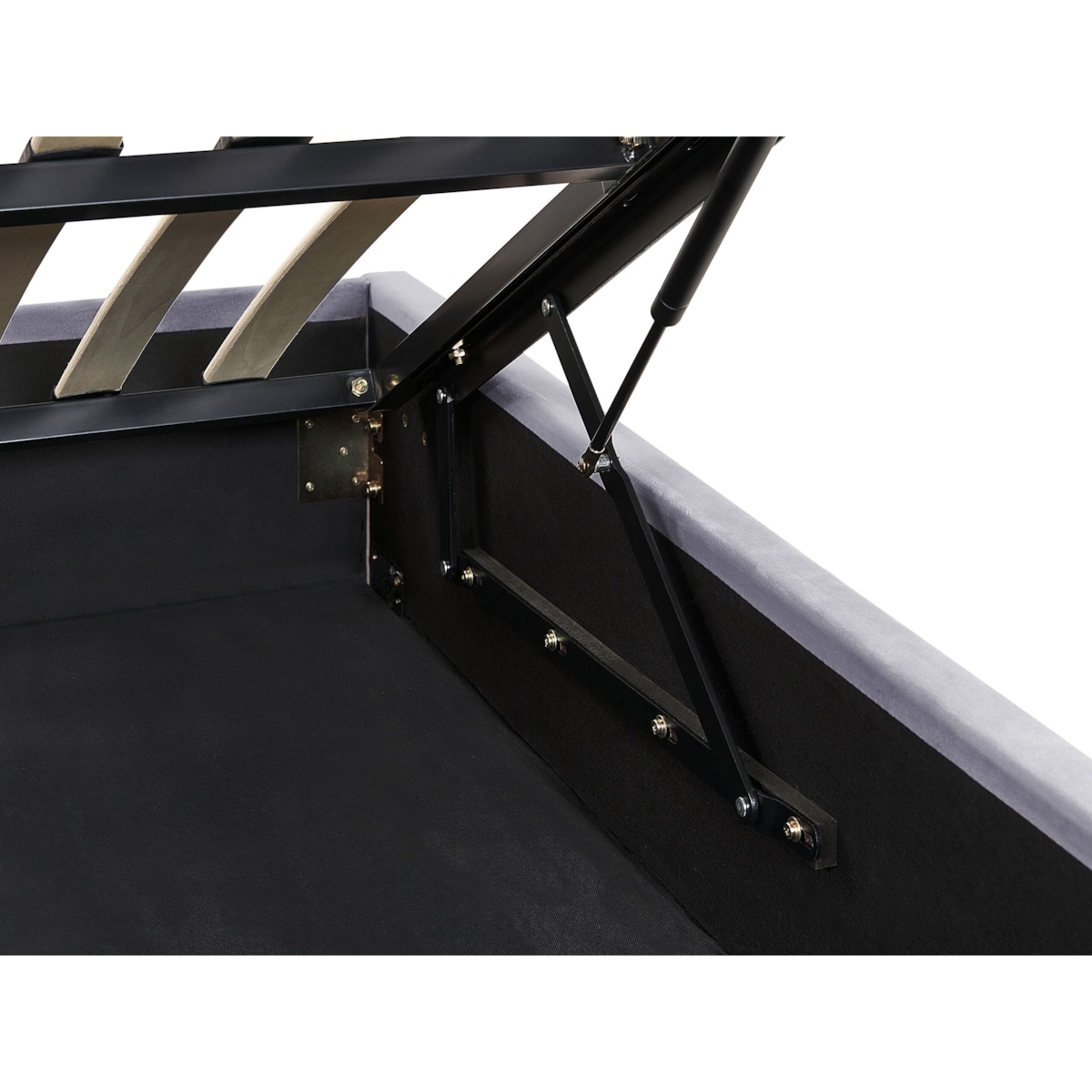 Łóżko z pojemnikiem welurowe 140 x 200 cm ciemnoszare ROUEN