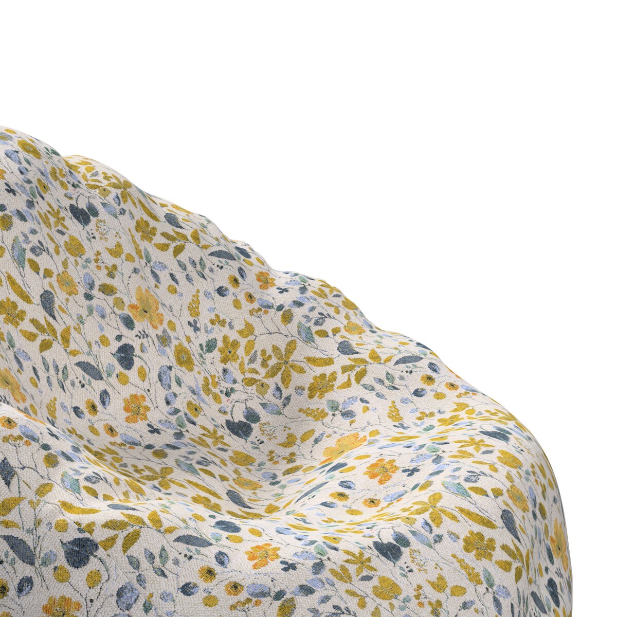 Worek do siedzenia, żółto-niebieskie kwiaty na kremowym tle, Ø60 x 105 cm, Cosy Home