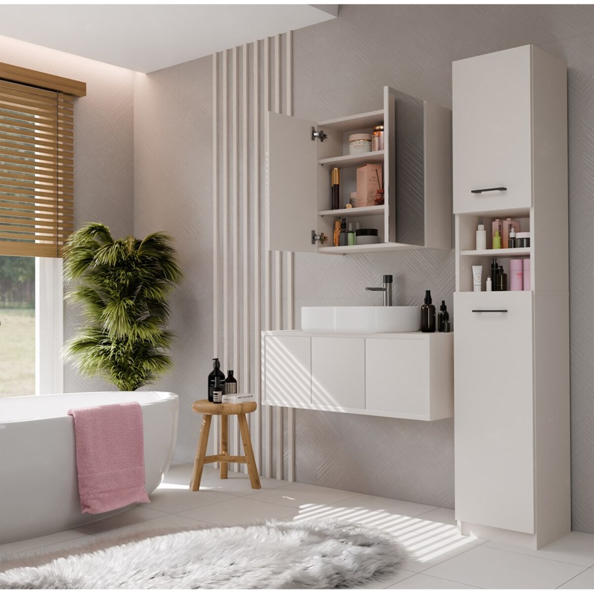 Szafka Łazienkowa Wisząca Z Lustrem Nad Umywalkę POLA 2DL 2 Drzwi KASZMIR