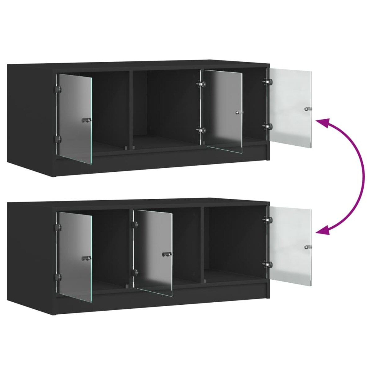 vidaXL Stolik kawowy ze szklanymi drzwiczkami, czarny, 102x50x42 cm